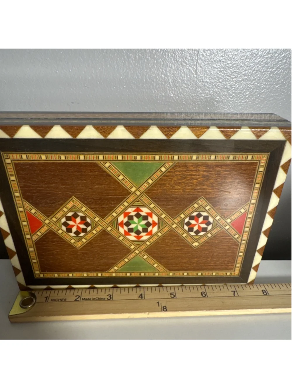 Decorative Vintage Molero 209/5 Mosaic Wood Inlay Trinket Jewelry Box Spain